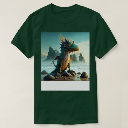 Cooler Drache am Strand T-Shirt (Design vorne)