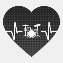 Cooler Drummer Heart Beat Liebe Heftsticker