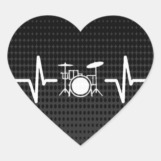 Cooler Drummer Heart Beat Liebe Heftsticker Herz-Aufkleber