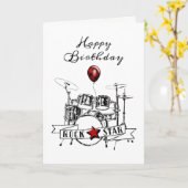 Cooler Drummer Rockstar Drum Kit Rocker Geburtstag Karte (Gelbe Blume)