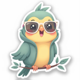 Cooler Dschungel   Tropical Kawaii Bird Aufkleber