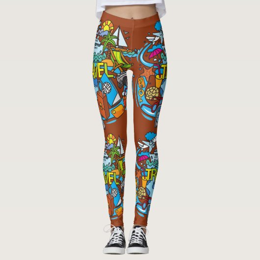 Cooler dunkelbrauner Cartoon zeichnend Leggings (Vorderseite)