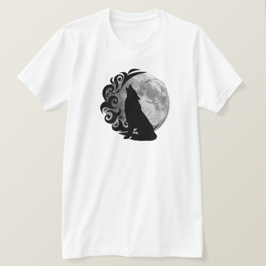 Cooler Dunkler Wolf Schwarzer Vollmond Star Retro T-Shirt (Design vorne)