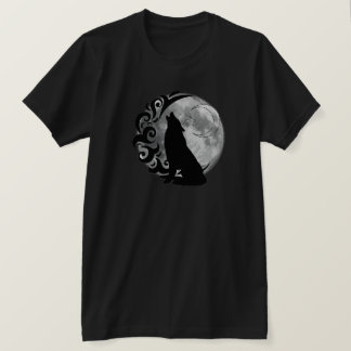 Cooler Dunkler Wolf Schwarzer Vollmond Star Retro T-Shirt