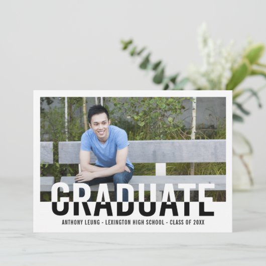 Cooler Duoton EDITABLE FARBEN Abschluss Einladung (Stehend Vorderseite)