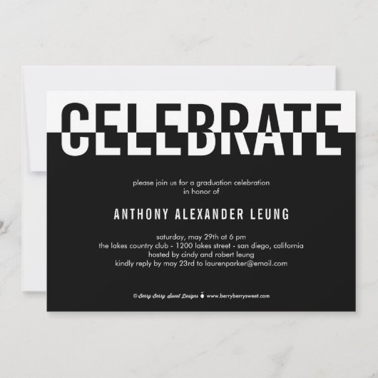 Cooler Duoton EDITABLE FARBEN Abschluss Einladung (Rückseite)