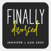 Cooler einfacher Schwarz Endlich Scheidung Spaß au Quadratischer Aufkleber (Vorderseite)