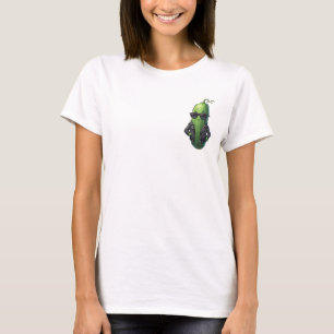 Cooler eingelegter Gurken-Biker in Ledermantel T-Shirt