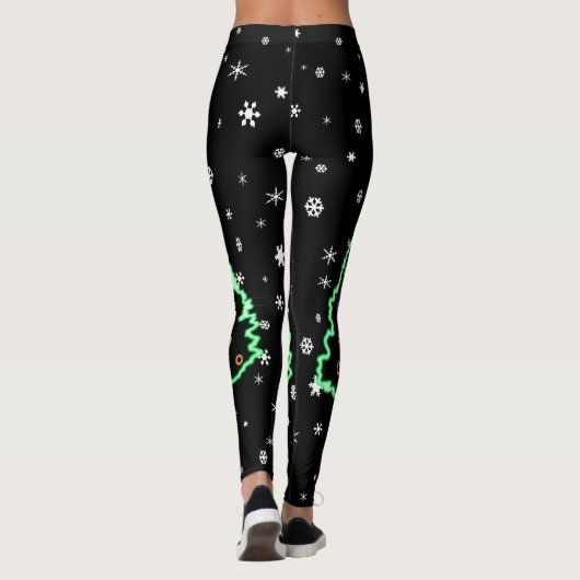 Cooler einzigartiger Neon Light Christmas Tree Leggings (Rückseite)