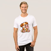 Cooler Eiscreme-Hund Tri-Blend Shirt (Vorderseite voll)