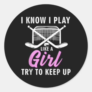 Cooler Eishockey für Frauen Mädchen Feldhockey Lie Runder Aufkleber