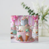 COOLER EISKREBS THEMIERTER KINDERGEBURTSTAG CAKE KARTE (Stehend Vorderseite)