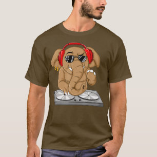 Cooler Elefant DJ Lustige Party-Tier-Musik-Mische T-Shirt