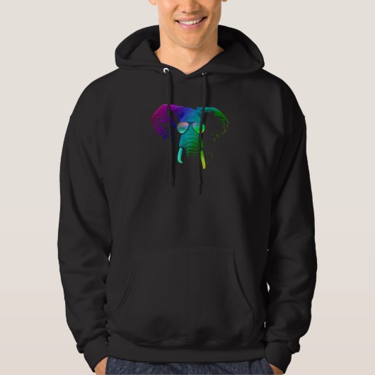 Cooler Elefant mit DJ-Sonnenbrille Hoodie (Vorderseite)