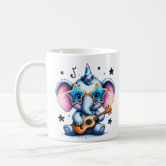Cooler Elefant Musikliebhaber Kunst Kaffeetasse (Links)