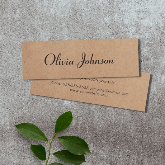 Cooler Elegant Kraft Paper Handwriting Consultant Mini Visitenkarte