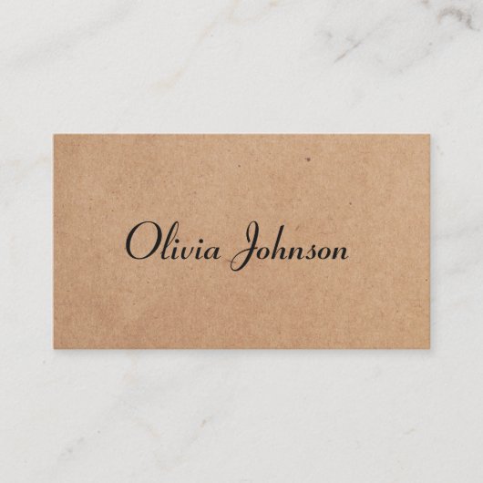 Cooler Elegant Kraft Paper Handwriting Consultant Visitenkarte (Vorderseite)