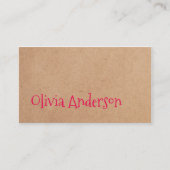 Cooler Elegant Kraft Paper Pink Consultant Visitenkarte (Vorderseite)