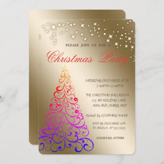 Cooler eleganter Weihnachtsbaum korporierte Weihna Einladung (Vorne/Hinten)