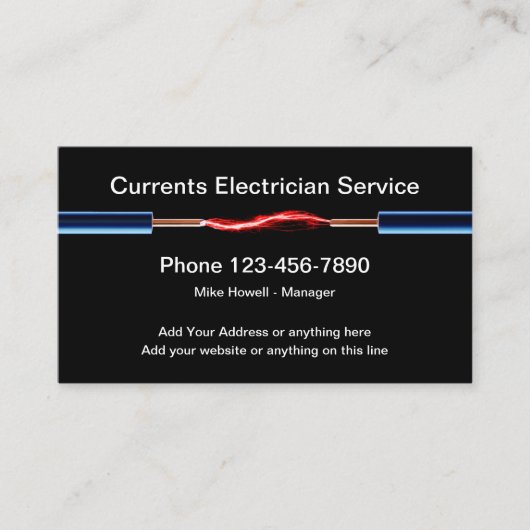 Cooler elektrischer Funken-Draht-Elektriker Visitenkarte (Vorderseite)