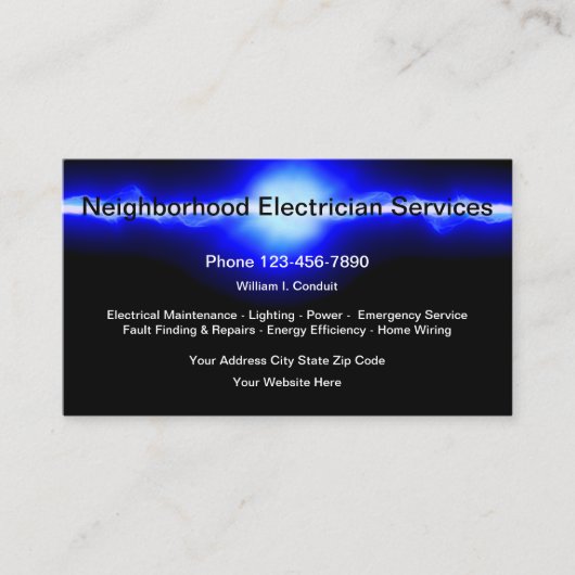 Cooler elektrischer Strom Visitenkarte (Vorderseite)