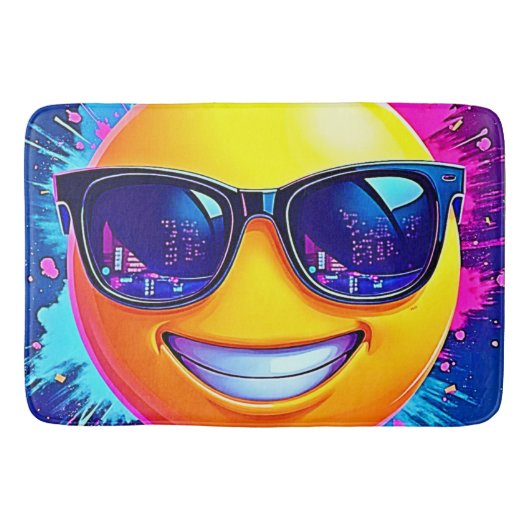 Cooler 😎 Emoji Splash Spaß Badematte (Vorderseite)