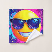 Cooler 😎 Emoji Splash Spaß Badhandtuch Set (Waschlappen)
