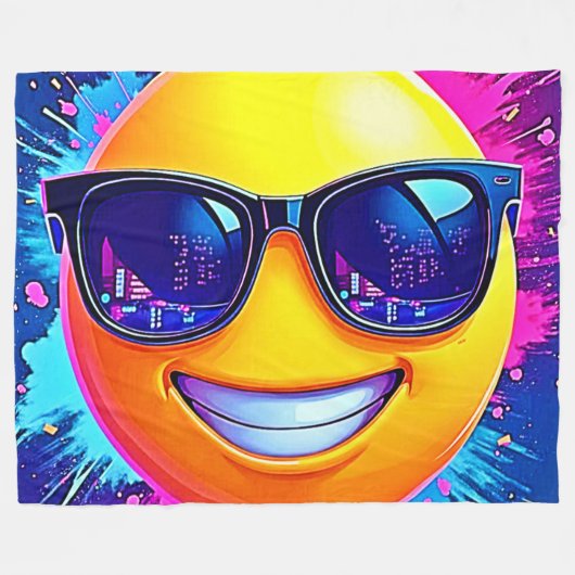 Cooler 😎 Emoji Splash Spaß Fleecedecke (Vorderseite (Horizontal))