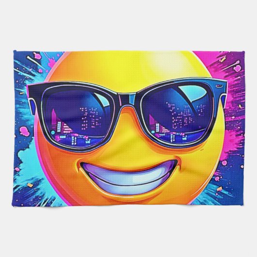 Cooler 😎 Emoji Splash Spaß Geschirrtuch (Horizontal)