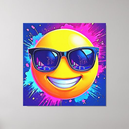 Cooler 😎 Emoji Splash Spaß Leinwanddruck (Vorderseite)