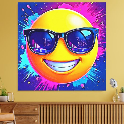 Cooler 😎 Emoji Splash Spaß Leinwanddruck (Insitu (Wohnzimmer))