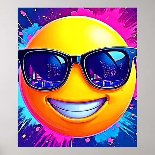Cooler 😎 Emoji Splash Spaß Poster (Vorne)