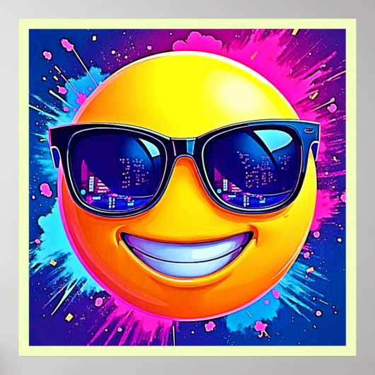 Cooler 😎 Emoji Splash Spaß Poster (Vorne)