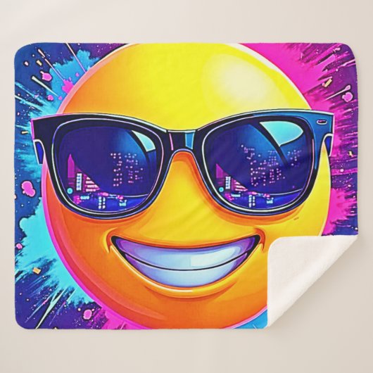 Cooler 😎 Emoji Splash Spaß Sherpadecke (Vorderseite (Horizontal))