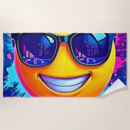 Cooler 😎 Emoji Splash Spaß Strandtuch