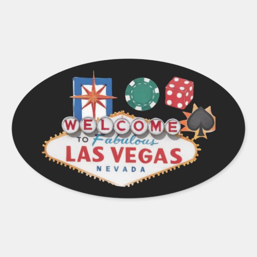 Cooler Empfang Vegas Wortspiele Ovaler Aufkleber (Vorderseite)