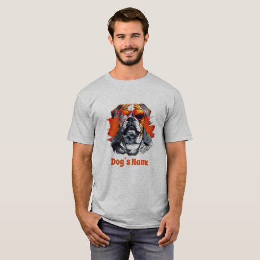 Cooler englischer Bulldog mit Sonnenbrille T-Shirt (Vorne ganz)