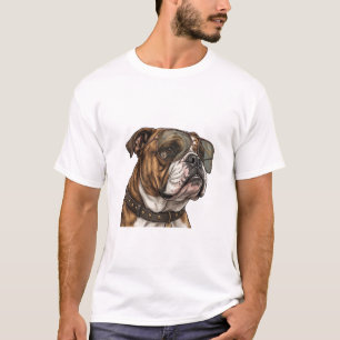 Cooler English Bulldog mit Piloten-Sonnenbrille T-Shirt