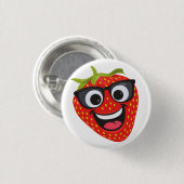 Cooler Erdbeer-Charakter – Lustige Kawaii-Fruchtku Button (Vorne & Hinten)