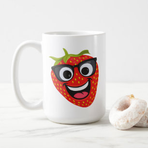 Cooler Erdbeer-Charakter – Lustige Kawaii-Fruchtku Kaffeetasse