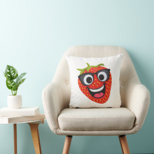 Cooler Erdbeer-Charakter – Lustige Kawaii-Fruchtku Kissen