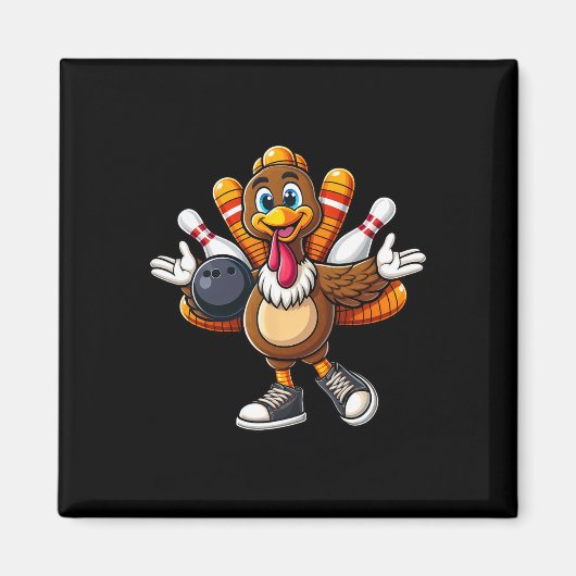 Cooler Erntedank Bowling Gobble Player Türkei Bow Magnet (Vorne)