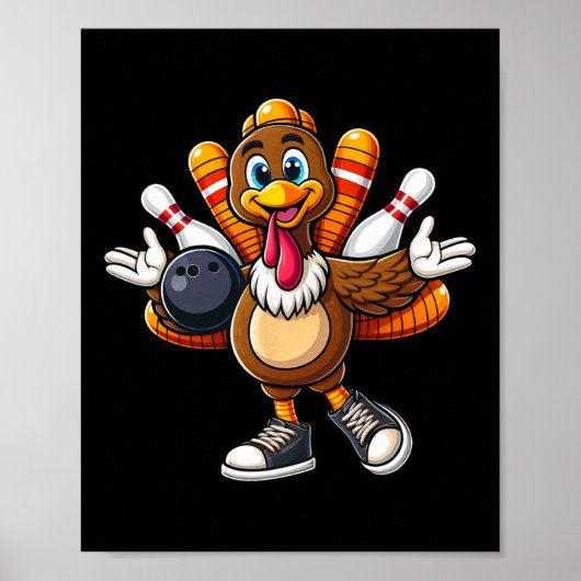 Cooler Erntedank Bowling Gobble Player Türkei Bow Poster (Vorne)