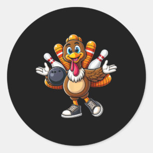 Cooler Erntedank Bowling Gobble Player Türkei Bow Runder Aufkleber