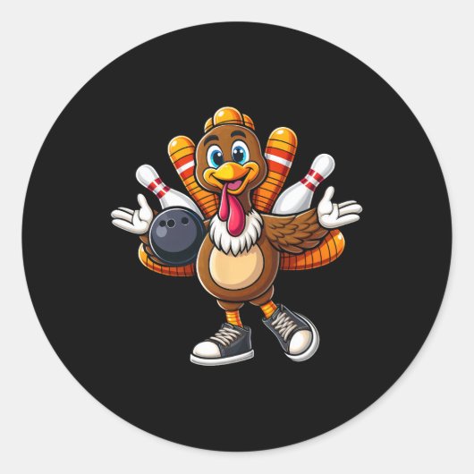 Cooler Erntedank Bowling Gobble Player Türkei Bow Runder Aufkleber (Vorderseite)
