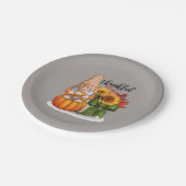 Cooler Erntedank-Gnome Pappteller (Schrägansicht)