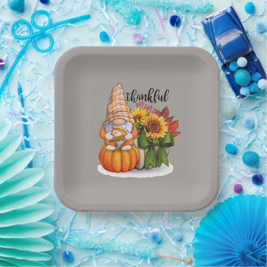 Cooler Erntedank-Gnome Pappteller (Party)