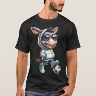 Cooler Esel-Fußballspieler mit Sonnenbrille und Ho T-Shirt