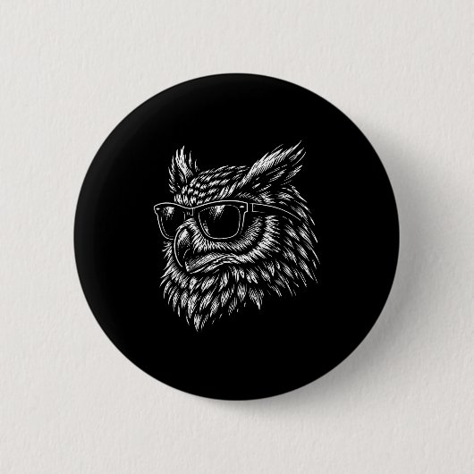 Cooler Eulenvogel mit Sonnenbrille Vintage-Tinte R Button (Vorderseite)