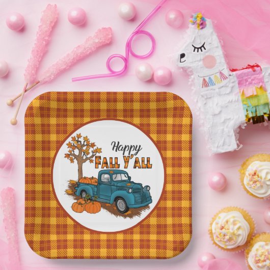 cooler Fall karierte Saison LKW Party Papier Telle Pappteller (Party)